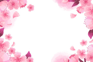 鲜花边框花朵边框鲜花边框唯美日本樱花花朵花瓣花卉边框清新矢量元素
